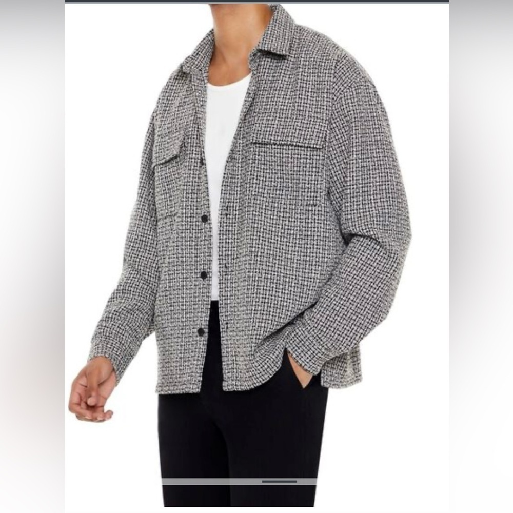 Forever 21 Men's Black and White Checkered Jacket